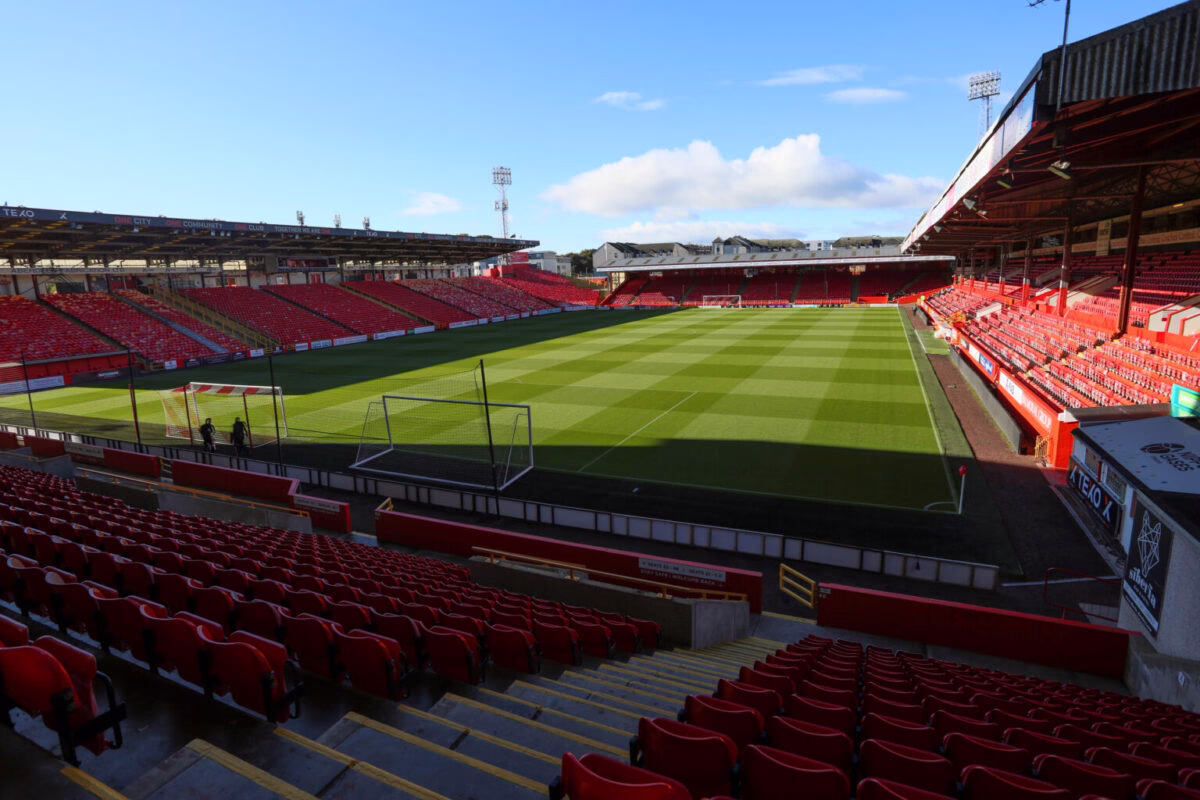 General Stadium View of Pittodrie during the Cinch Scottish Premiership match between Aberdeen and Heart of Midlothian General Stadium View of Pittodrie during the Cinch Scottish Premiership match between Aberdeen and Heart of Midlothian